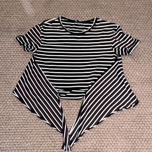Black and white striped tie top